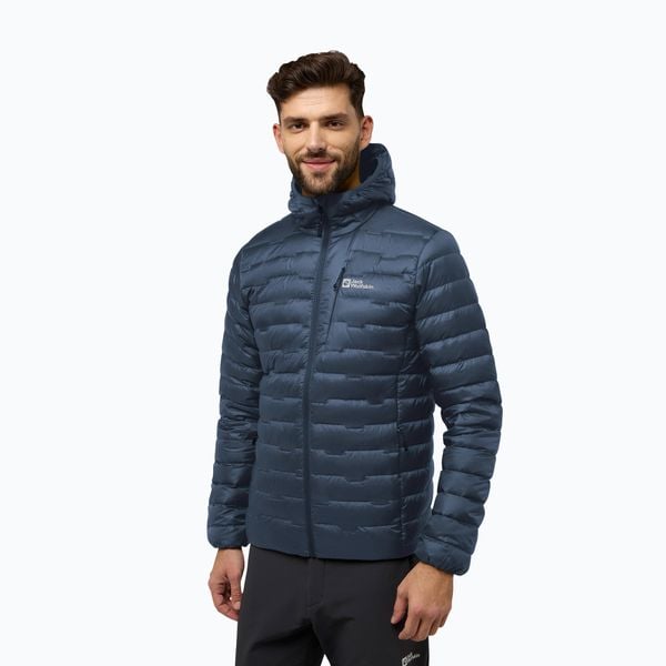 Kurtka puchowa męska Jack Wolfskin Passamani Down Hoody. Niebieskie kurtki męskie Jack Wolfskin, m, bez wzorów, z puchu, sportowe, bez kaptura. Za 949.99 zł.