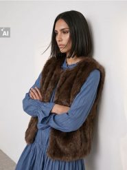 Kamizelka z imitacji futra - brązowy. Brązowe kamizelki damskie Sinsay, l. Za 79.99 zł.