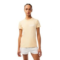 Koszulka damska Lacoste. Żółte t-shirty damskie Lacoste, na lato, uniwersalny, bez wzorów, z bawełny, bez ramiączek. Za 197.00 zł.
