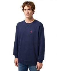 MESKA BLUZA WRANGLER SIGN OFF CREW NAVY 112350534. Niebieskie bluzy bez kaptura męskie Wrangler, xl. Za 149.99 zł.