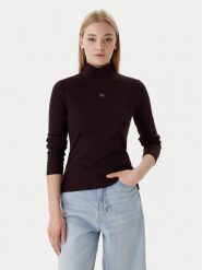 Calvin Klein Jeans Golf LV047D203G Brązowy Slim Fit. Brązowe golfy damskie Calvin Klein Jeans, l, bez wzorów, z bawełny, bez ramiączek. Za 209.99 zł.