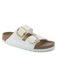 Birkenstock Klapki "Arizona" w kolorze białym rozmiar: 39. Białe klapki damskie Birkenstock, bez wzorów, bez obcasa. Za 404.10 zł.