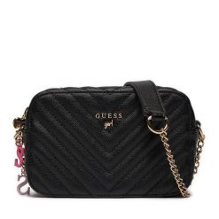 Torebka Guess. Czarne torebki klasyczne damskie Guess, z aplikacjami, wizytowe, bez kołnierzyka, bez ramiączek. Za 229.99 zł.