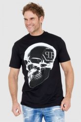 PHILIPP PLEIN Czarny t-shirt męski x-ray skull. Czarne t-shirty męskie Philipp Plein, l, bez wzorów, bez kołnierzyka. W wyprzedaży za 1,199.99 zł.