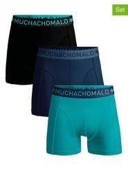 Muchachomalo Bokserki (3 pary) w kolorze granatowym, czarnym i turkusowym rozmiar: L. Czarne bokserki męskie Muchachomalo, bez wzorów. Za 122.96 zł.