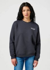 DAMSKA BLUZA WRANGLER REGULAR SWEAT FADED BLACK 112356510. Czarne bluzy bez kaptura damskie Wrangler, xs. Za 159.99 zł.