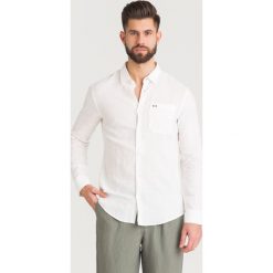 KOSZULA Armani Exchange. Białe koszule męskie Armani Exchange, l, bez wzorów, z bawełny, bez kołnierzyka, bez ramiączek. Za 281.40 zł.