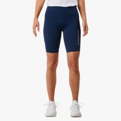 Krótkie legginsy treningowe damskie Swedemount Core Pocket Tights szybkoschnące. Niebieskie legginsy damskie SWEDEMOUNT, bez wzorów, z tkaniny, do biegania. W wyprzedaży za 95.00 zł.