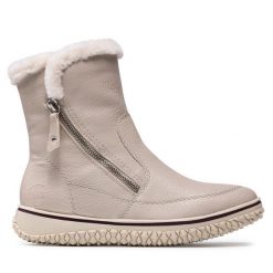 Trzewiki Rieker. Brązowe botki damskie Rieker, bez obcasa, na płaskiej podeszwie, bez zapięcia. Za 272.99 zł.