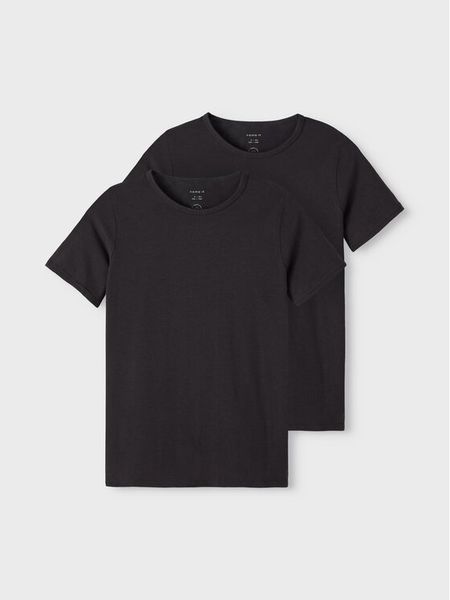 NAME IT Komplet t-shirtów 13209164 Czarny Slim Fit. Czarne t-shirty chłopięce Name it, bez wzorów, z bawełny, bez ramiączek. Za 49.99 zł.