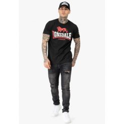 T-shirt o klasycznym kroju Lonsdale Lion Two Tone. Czarne t-shirty męskie Lonsdale, bez wzorów, z bawełny, bez kołnierzyka. Za 117.00 zł.