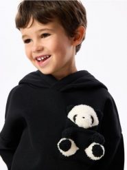 Bluza z misiem - czarny. Czarne bluzy i bluzki niemowlęce Reserved, bez wzorów, z bawełny, bez ramiączek, bez kaptura. Za 65.99 zł.