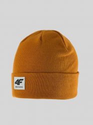 4F Czapka beanie męska - żółta Uniwersalny. Żółte czapki męskie 4f, na zimę, bez wzorów, z dzianiny, klasyczne. Za 49.99 zł.