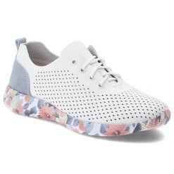 Półbuty damskie Artiker, skóra naturalna perforowana cholewka sznurowanie lekka elastyczna podeszwa z kwiatowym motywem, białe, 58C0586. Białe półbuty damskie Artiker, bez wzorów, ze skóry, bez obcasa. Za 179.00 zł.