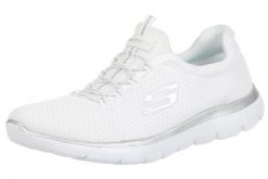 Obuwie Sportowe Damskie Skechers Summits Biały. Białe buty sportowe na co dzień damskie Skechers, bez wzorów, z materiału. Za 259.99 zł.