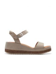 Clarks Skórzane sandały "Kassanda" w kolorze szarym na obcasie rozmiar: 39. Szare sandały damskie Clarks, bez wzorów, bez obcasa, na koturnie. Za 259.13 zł.