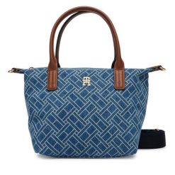 Torebka Tommy Hilfiger. Niebieskie torebki klasyczne damskie Tommy Hilfiger, bez wzorów, z denimu, bez dodatków. Za 449.99 zł.
