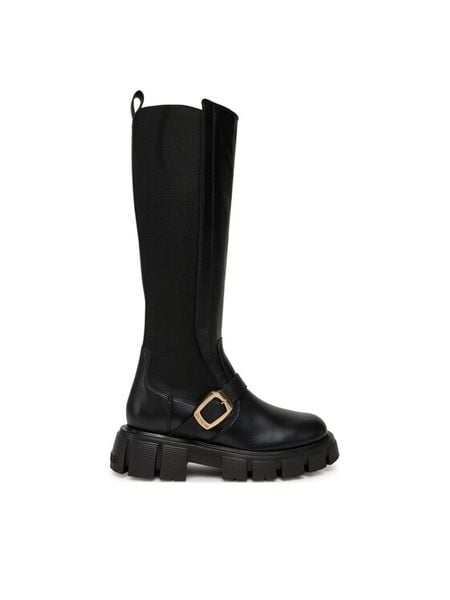LOVE MOSCHINO Kozaki JA26015G1NIA000041 Czarny. Czarne kozaki damskie Love Moschino, ze skóry, bez obcasa, na płaskiej podeszwie. Za 1,289.00 zł.