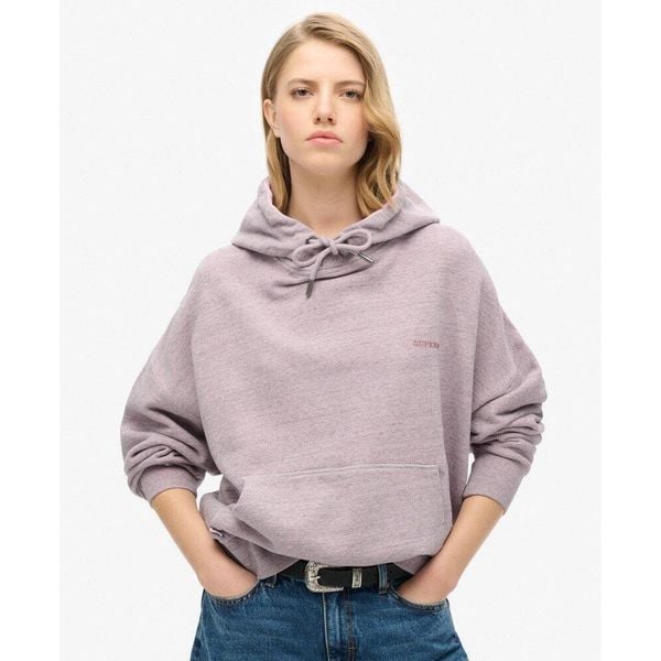Bluza z kapturem z farbowanej bawełny dla kobiet Superdry Logo Essential. Brązowe bluzy sportowe damskie Superdry., bez wzorów, z bawełny, bez ramiączek, z kapturem. Za 321.20 zł.