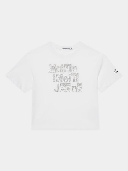 Calvin Klein Jeans T-Shirt Metallic IG0IG02340 Biały Regular Fit. Białe koszulki dziewczęce Calvin Klein Jeans, z bawełny. Za 119.99 zł.