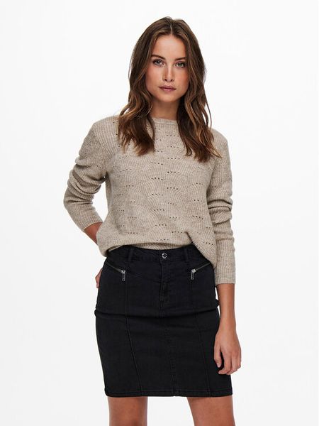 ONLY Sweter 15234745 Beżowy Regular Fit. Brązowe swetry klasyczne damskie Only, m, z syntetyku, bez kołnierzyka. Za 129.99 zł.