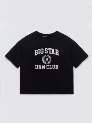 Koszulka dziewczęca z nadrukiem czarna Minka 906. Czarne koszulki dziewczęce Big Star, m, bez wzorów, z bawełny, bez ramiączek. Za 59.99 zł.