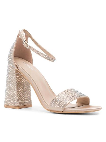 DeeZee Sandały KL-F3496-1 Złoty. Żółte sandały damskie DeeZee, bez wzorów, z materiału, bez obcasa, na słupku. Za 139.99 zł.