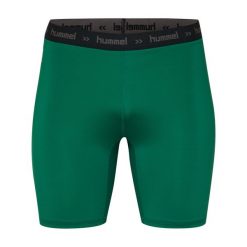 Spodenki termoaktywne piłkarskie dla dorosłych Hummel First Performance Tight. Zielone szorty damskie HUMMEL, bez wzorów, z elastanu, klasyczne, z standardowym stanem. Za 55.00 zł.
