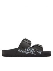 LOVE MOSCHINO Klapki JA28193G1IIA0000 Czarny. Czarne klapki damskie Love Moschino, bez wzorów, ze skóry, bez obcasa. Za 519.99 zł.