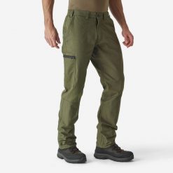 Spodnie Solognac Steppe 100. Brązowe spodnie materiałowe męskie SOLOGNAC, bez wzorów, z bawełny, sportowe. Za 59.99 zł.