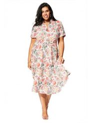 Aller Simplement Sukienka w kolorze biało-czerwonym rozmiar: 50/52. Białe sukienki damskie Aller Simplement, bez wzorów, z tkaniny, bez kołnierzyka, bez ramiączek, midi. Za 168.46 zł.