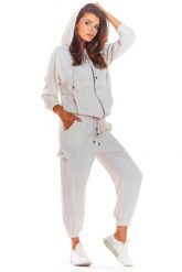 Beżowa Bluza na Zamek z Kapturem. Brązowe bluzy z kapturem damskie Awama, l, z elastanu. Za 222.90 zł.