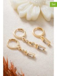 Lodie Silver Pozłacane kolczyki-kreole (3 szt.) rozmiar: onesize. Szare kolczyki damskie Lodie Silver, z cyrkonią, metalowe. Za 30.99 zł.