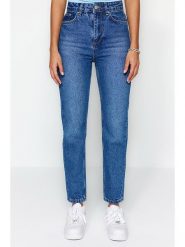 Trendyol Dżinsy - Mom fit - w kolorze niebieskim rozmiar: 40. Niebieskie jeansy damskie Trendyol, z podwyższonym stanem. Za 105.38 zł.