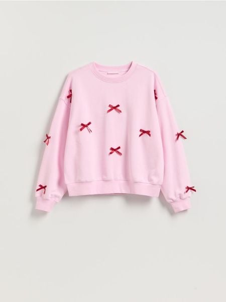 Bluza z kokardkami - różowy. Czerwone bluzy bez kaptura damskie Reserved, l, z bawełny. Za 109.99 zł.
