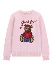 Guess Sweter H6BR01 Z1336 Różowy jasny Regular Fit. Czerwone swetry dziewczęce Guess, z aplikacjami, bez kołnierzyka. Za 234.99 zł.
