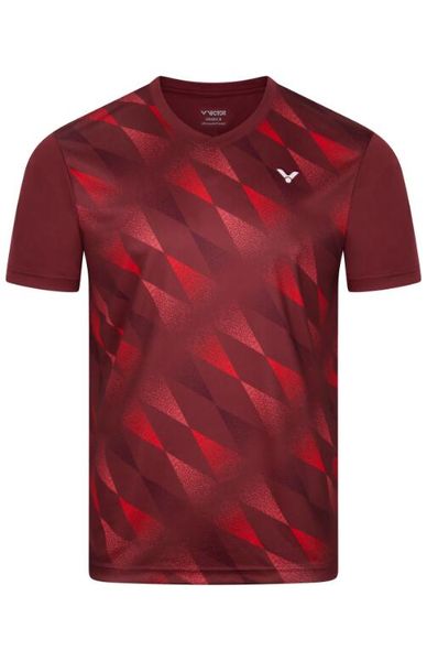 Koszulka sportowa unisex VICTOR T-43102 D. Czerwone bluzki sportowe damskie VICTOR, z materiału, bez kołnierzyka, bez ramiączek. Za 140.70 zł.