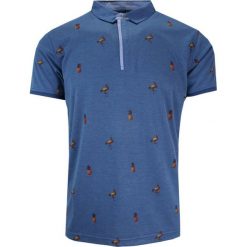 Koszulka POLO, Granatowa w Ananasy, Pelikany, Krótki Rękaw, Męska. Niebieskie koszulki polo męskie New Antracid, l, bez wzorów, z bawełny, bez ramiączek. Za 135.00 zł.