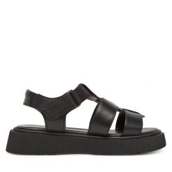 Sandały Lasocki. Czarne sandały damskie Lasocki, bez wzorów, bez obcasa, na płaskiej podeszwie. Za 159.99 zł.