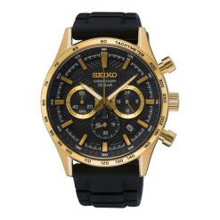 Seiko Mężczyźni zegarek Chronograph Gold Zegarki męskie 1 ct Męskie. Czarne zegarki męskie Seiko, szklane. Za 1,619.99 zł.