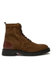 Tommy Hilfiger Kozaki FM0FM05105 Brązowy. Brązowe buty zimowe męskie Tommy Hilfiger, ze skóry, bez zapięcia. Za 749.99 zł.