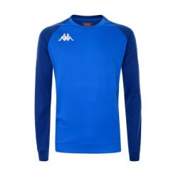 Bluza Kappa Parme. Niebieskie bluzy sportowe męskie Kappa, bez wzorów, eleganckie, bez kołnierzyka, bez ramiączek. W wyprzedaży za 145.90 zł.
