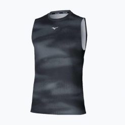 Koszulka do biegania męska Mizuno Core Graphic Sleeveless. Czarne t-shirty sportowe męskie Mizuno, l, z materiału, bez ramiączek, do biegania. Za 76.99 zł.