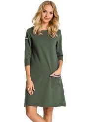 Made of emotion Sukienka w kolorze zielonym rozmiar: L. Brązowe sukienki damskie Made Of Emotion, l, bez wzorów, bez kołnierzyka, bez ramiączek, mini, rozkloszowane. Za 159.95 zł.