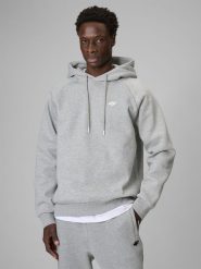 4F Bluza dresowa regular z kapturem męska - szara L. Szare bluzy z kapturem męskie 4f, l, z dresówki. Za 169.99 zł.