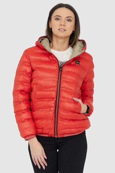 BLAUER Pomarańczowo-beżowa damska dwustronna kurtka Stella reversible down jacket, Rozmiar L. Brązowe kurtki damskie Blauer USA, l, bez wzorów, z puchu, bez kaptura. W wyprzedaży za 855.99 zł.