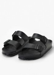 Klapki damskie Birkenstock Arizona EVA (129423). Czarne klapki damskie Birkenstock, bez wzorów, bez obcasa. Za 179.99 zł.