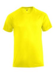 Clique Premium Active-T sportowa koszulka z poliestru – visibility yellow. Żółte t-shirty sportowe męskie CLIQUE, m, bez ramiączek, na fitness i siłownię. Za 109.79 zł.