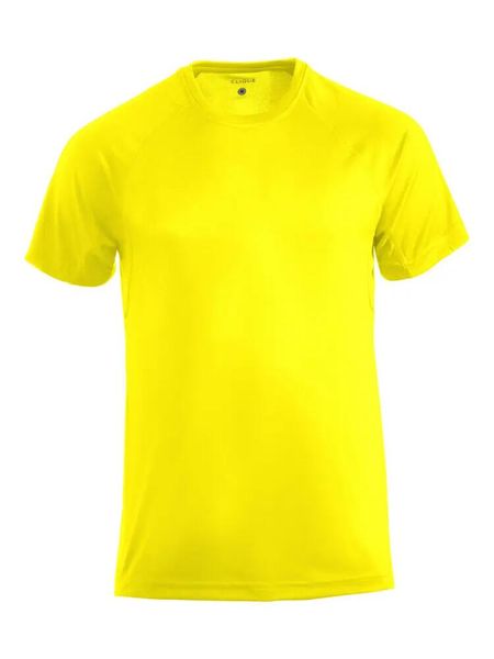 Clique Premium Active-T sportowa koszulka z poliestru – visibility yellow. Żółte t-shirty sportowe męskie CLIQUE, m, bez ramiączek, na fitness i siłownię. Za 109.79 zł.