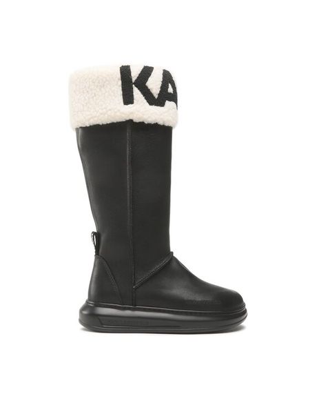 KARL LAGERFELD Kozaki KL44580 Czarny. Czarne kozaki damskie Karl Lagerfeld, ze skóry, bez obcasa, na płaskiej podeszwie. Za 1,199.00 zł.